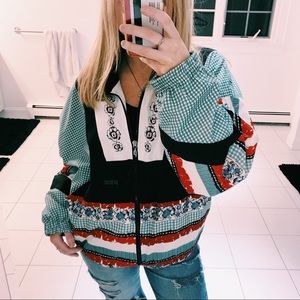 VINTAGE PRINCE PATTERN BOMBER JACKET